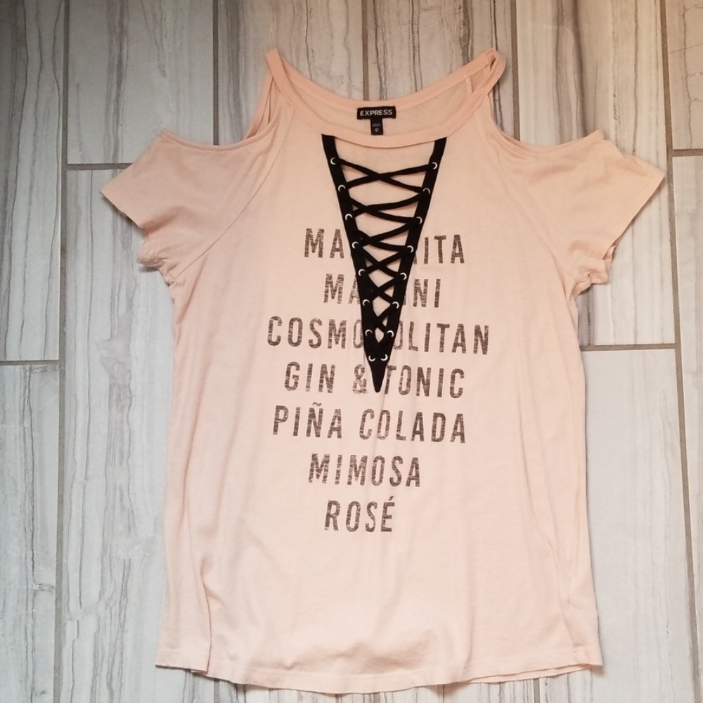 Express Cold Shoulder sexy V-neck T-shirt